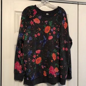 Floral old navy sweatshirt, gray & bright flowers